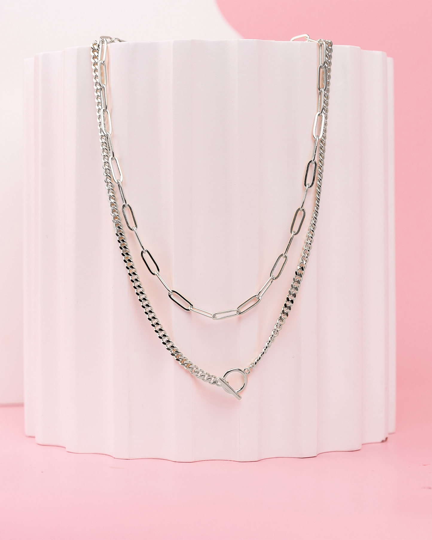 Layered Chain Circle Necklace