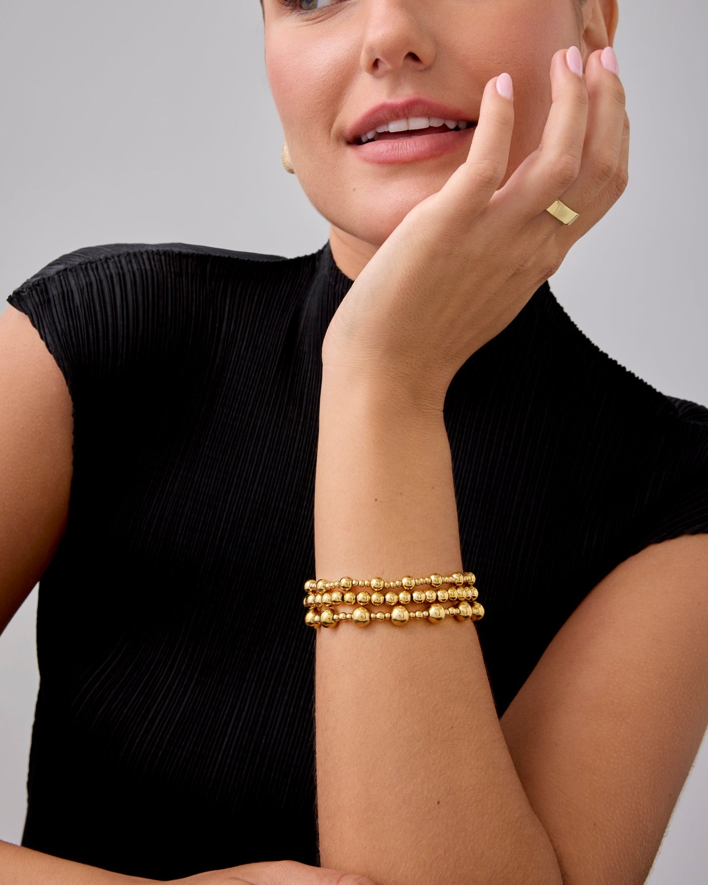 Ball Beaded Bracelet Trio