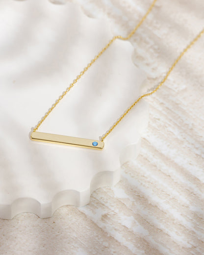 Horizontal Birthstone Bar Necklace
