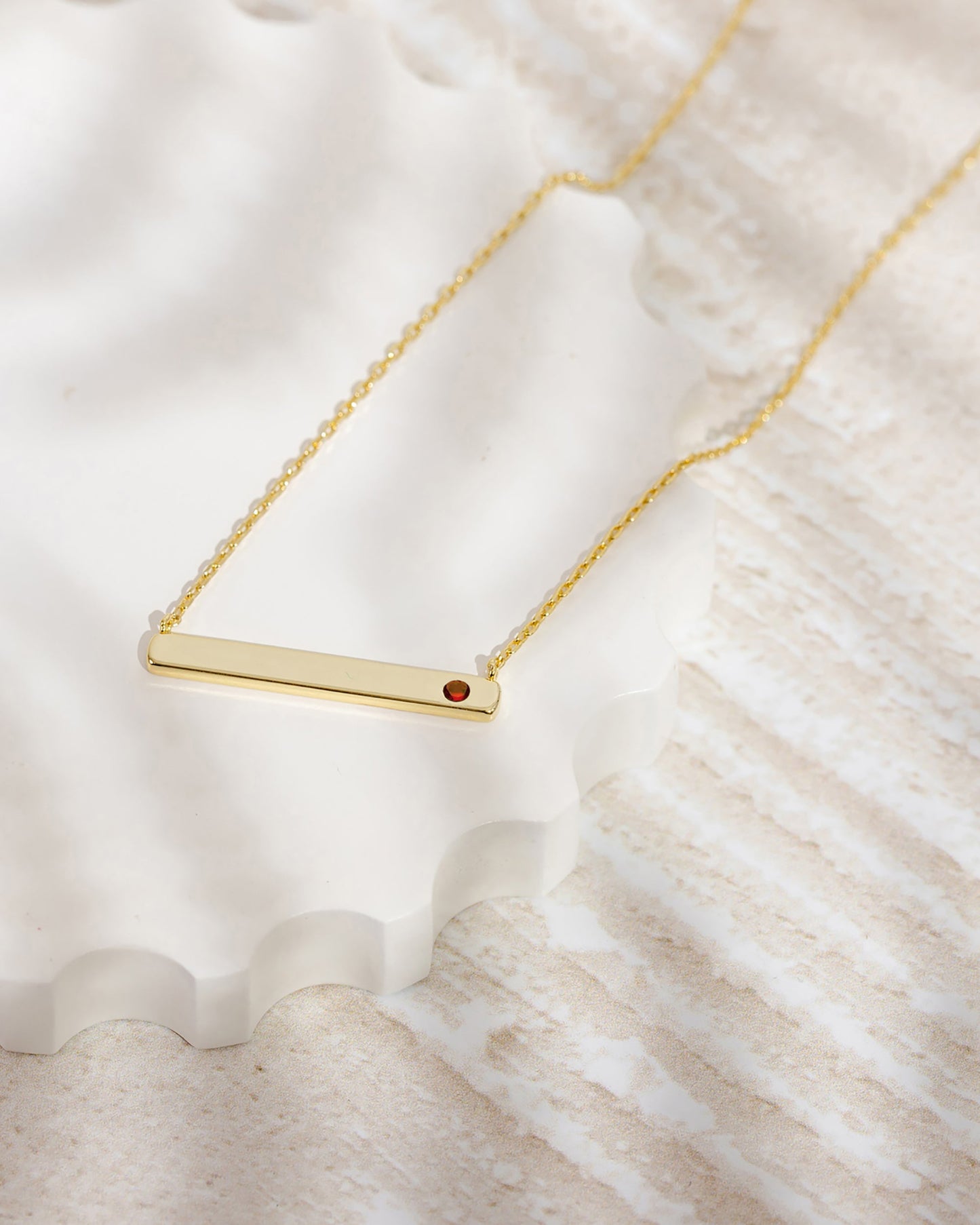 Horizontal Birthstone Bar Necklace