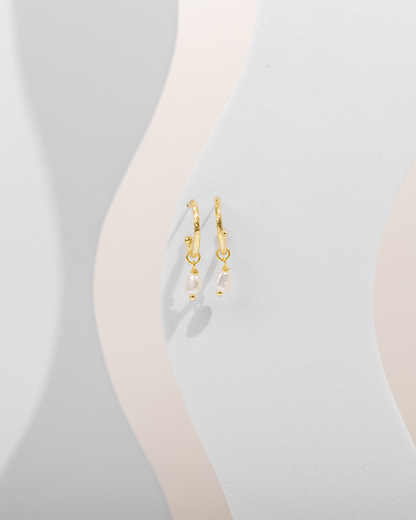 Drop Pearl Hoops