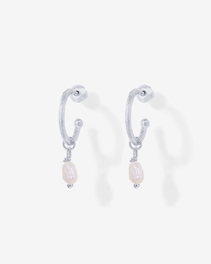 Drop Pearl Hoops