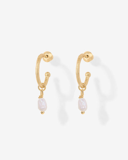 Drop Pearl Hoops