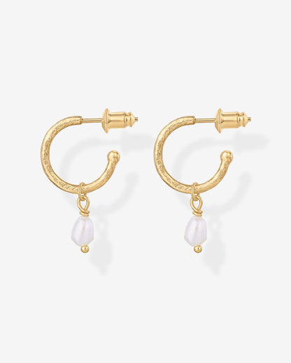 Drop Pearl Hoops