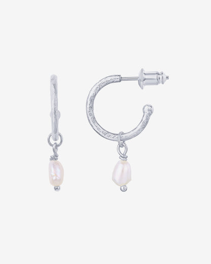 Drop Pearl Hoops