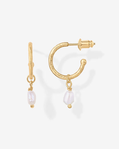 Drop Pearl Hoops