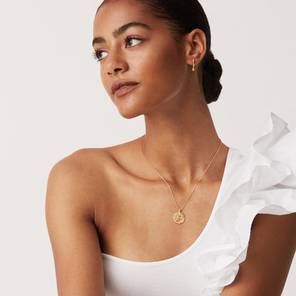 Sun-Moon Engraved Coin Pendant