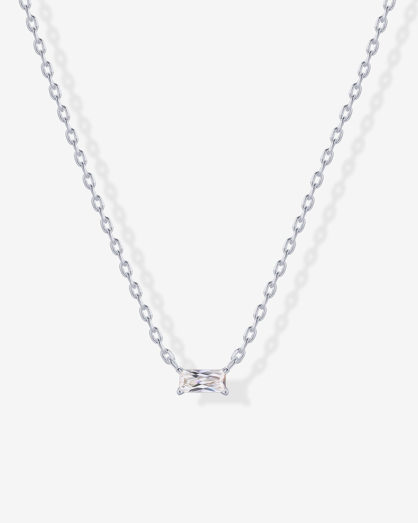 Layered Baguette Pendant Necklace