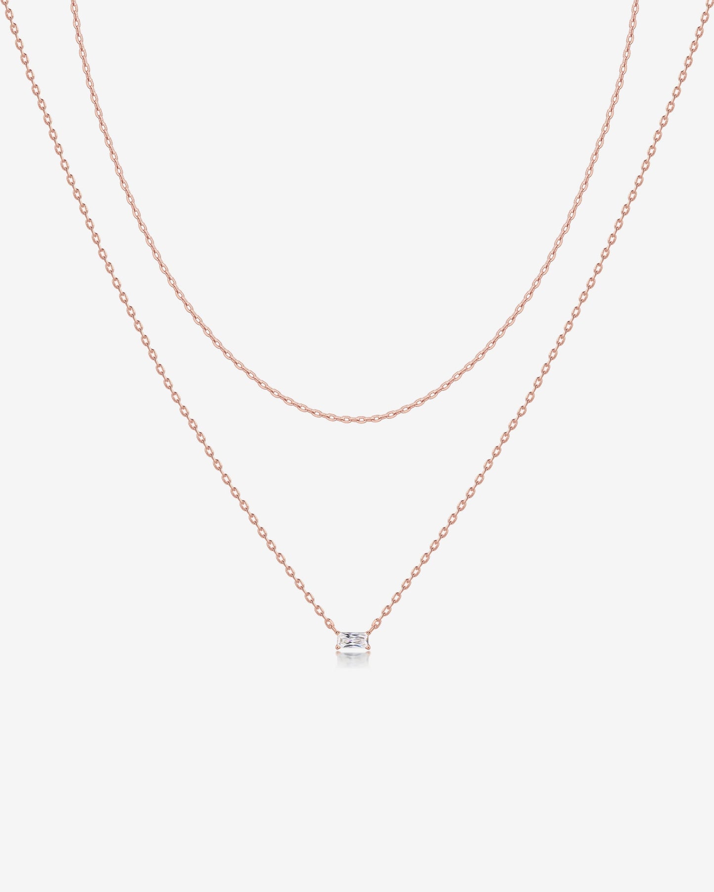 Layered Baguette Pendant Necklace