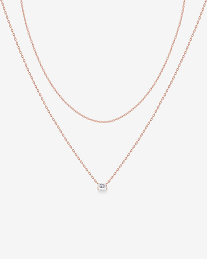 Layered Baguette Pendant Necklace