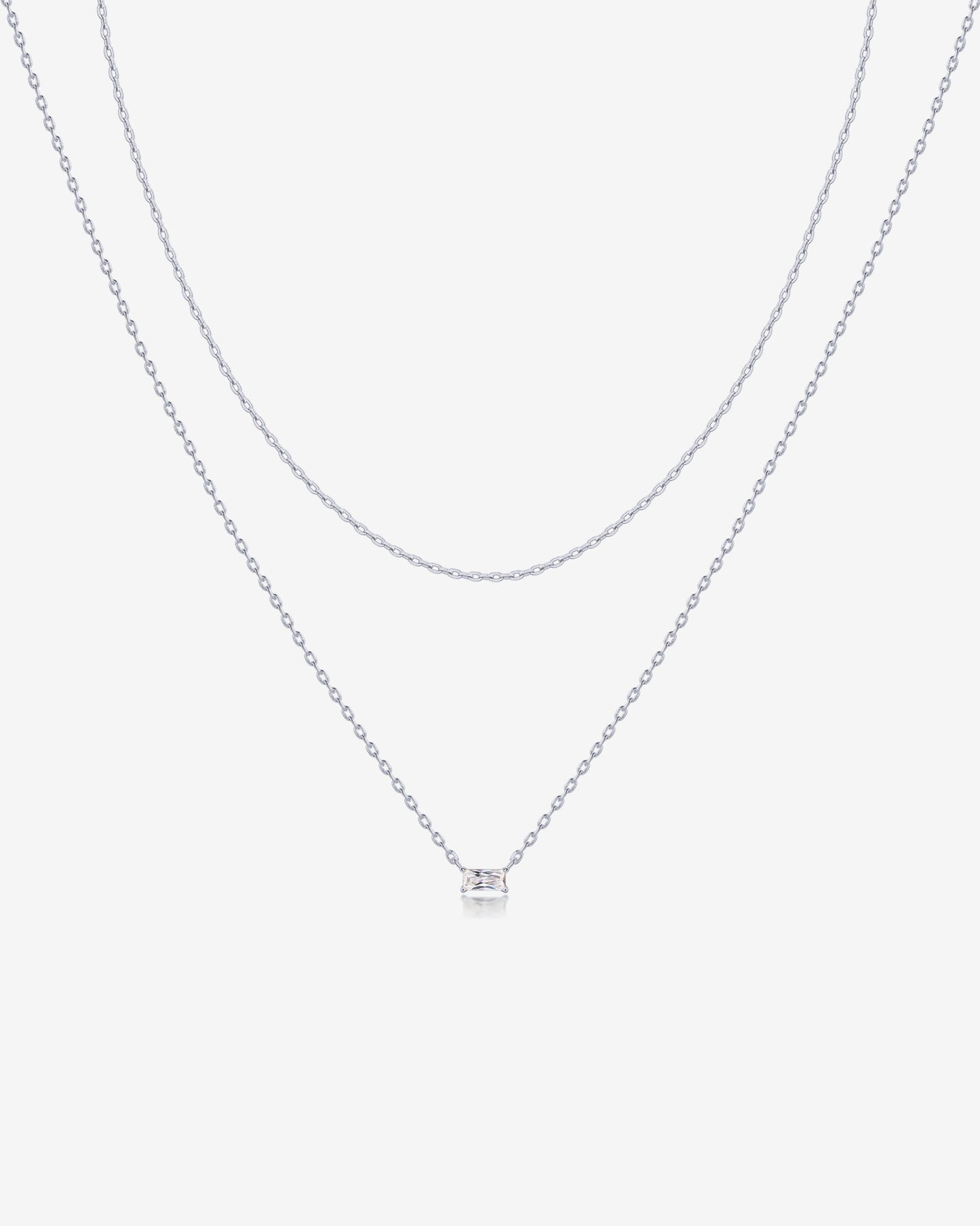 Layered Baguette Pendant Necklace