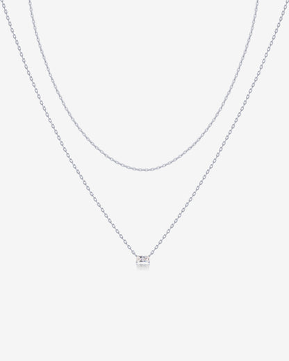 Layered Baguette Pendant Necklace