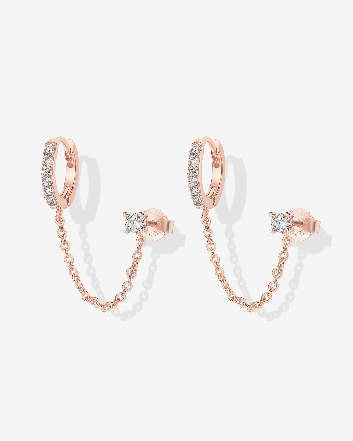 Chained Huggie Hoop with CZ Stud