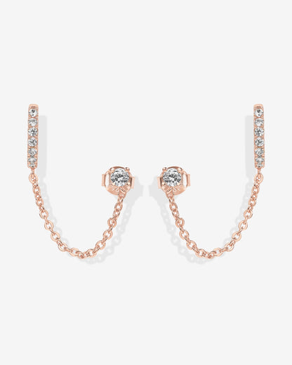 Chained Huggie Hoop with CZ Stud