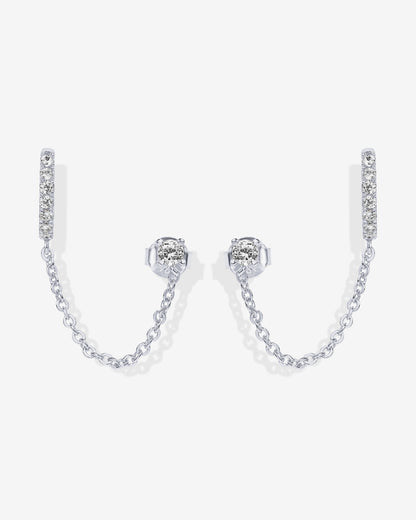 Chained Huggie Hoop with CZ Stud