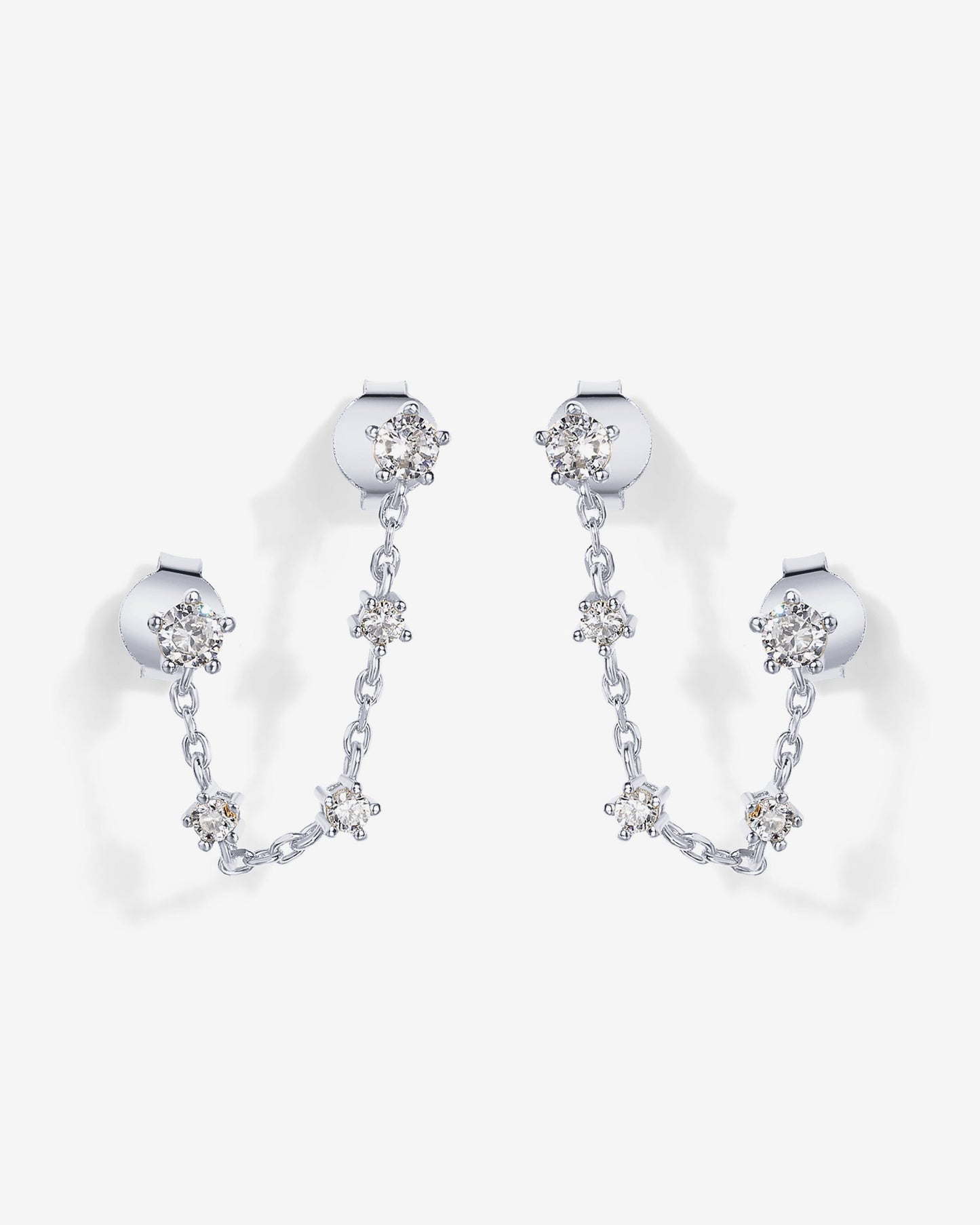 Chained Station Double Piercing Studs