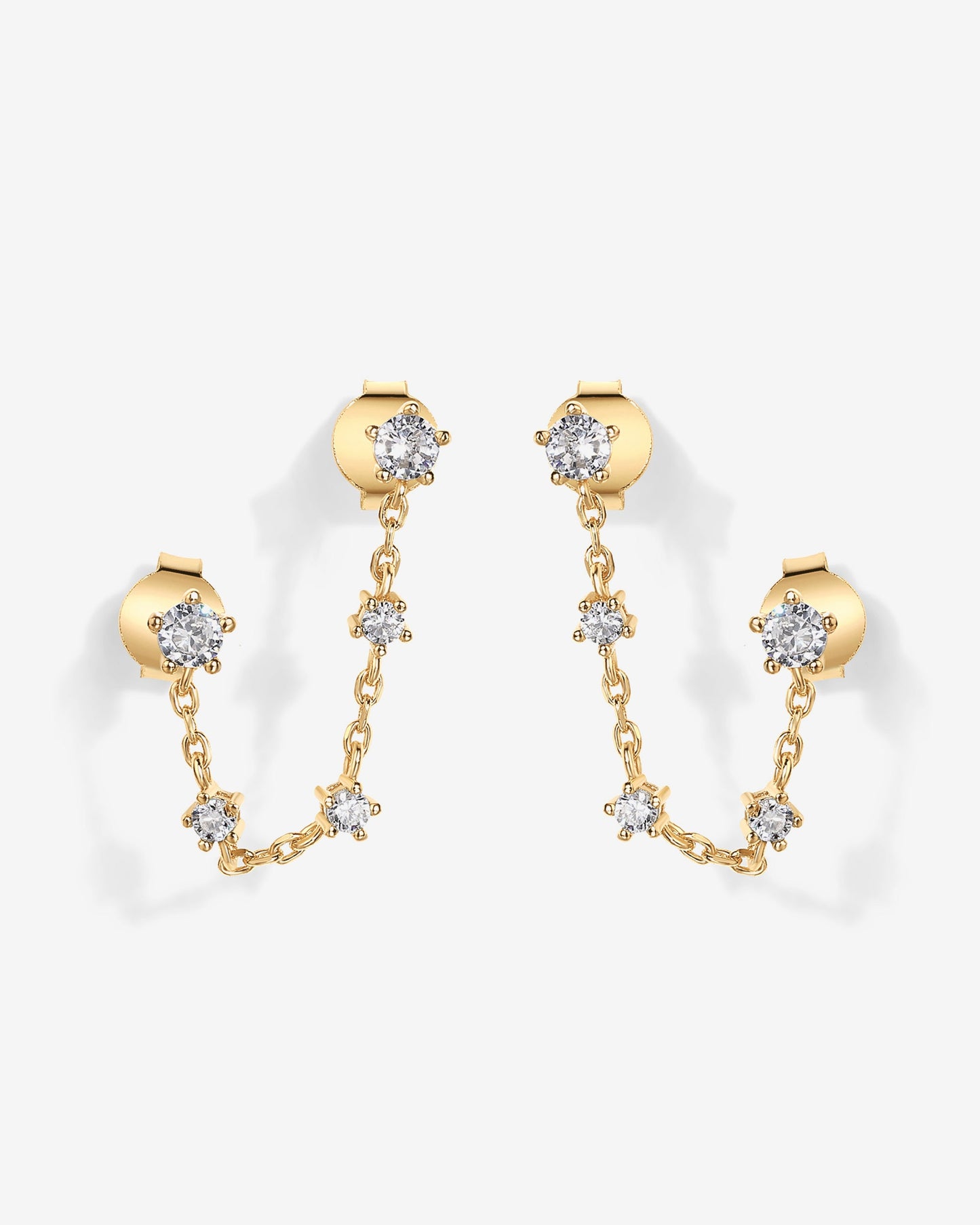 Chained Station Double Piercing Studs