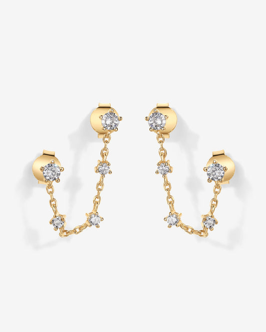 Chained Station Double Piercing Studs