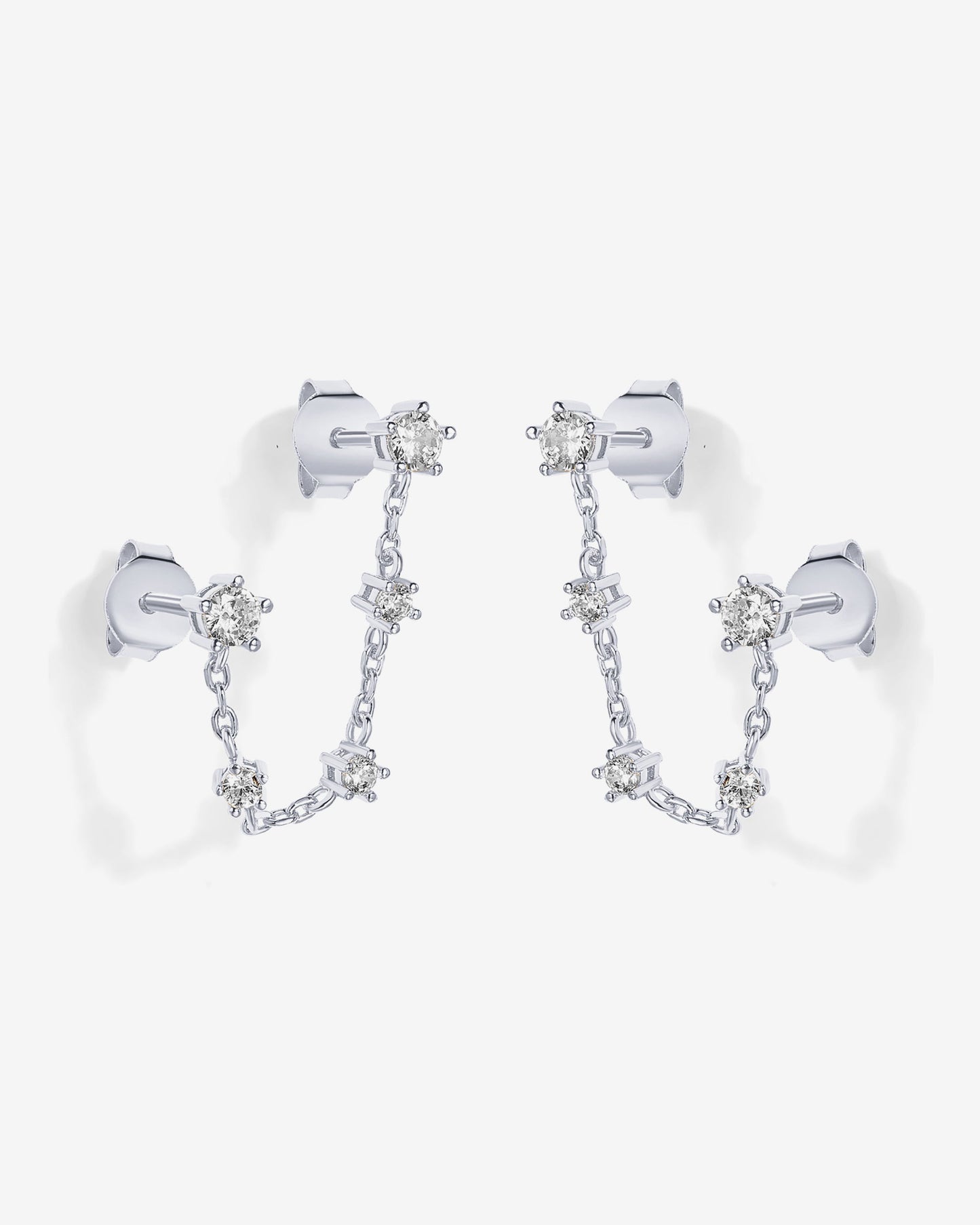 Chained Station Double Piercing Studs