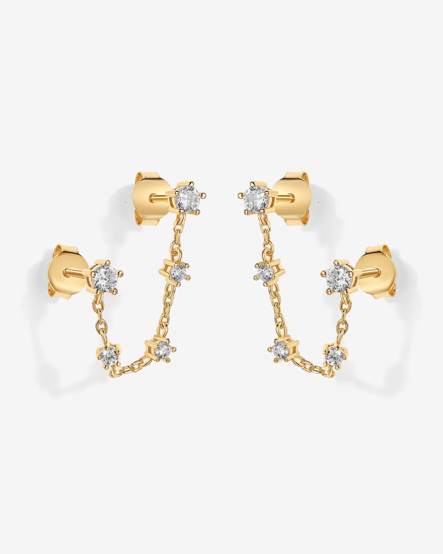 Chained Station Double Piercing Studs