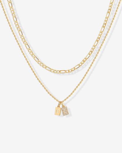Double Initial Tag Necklace