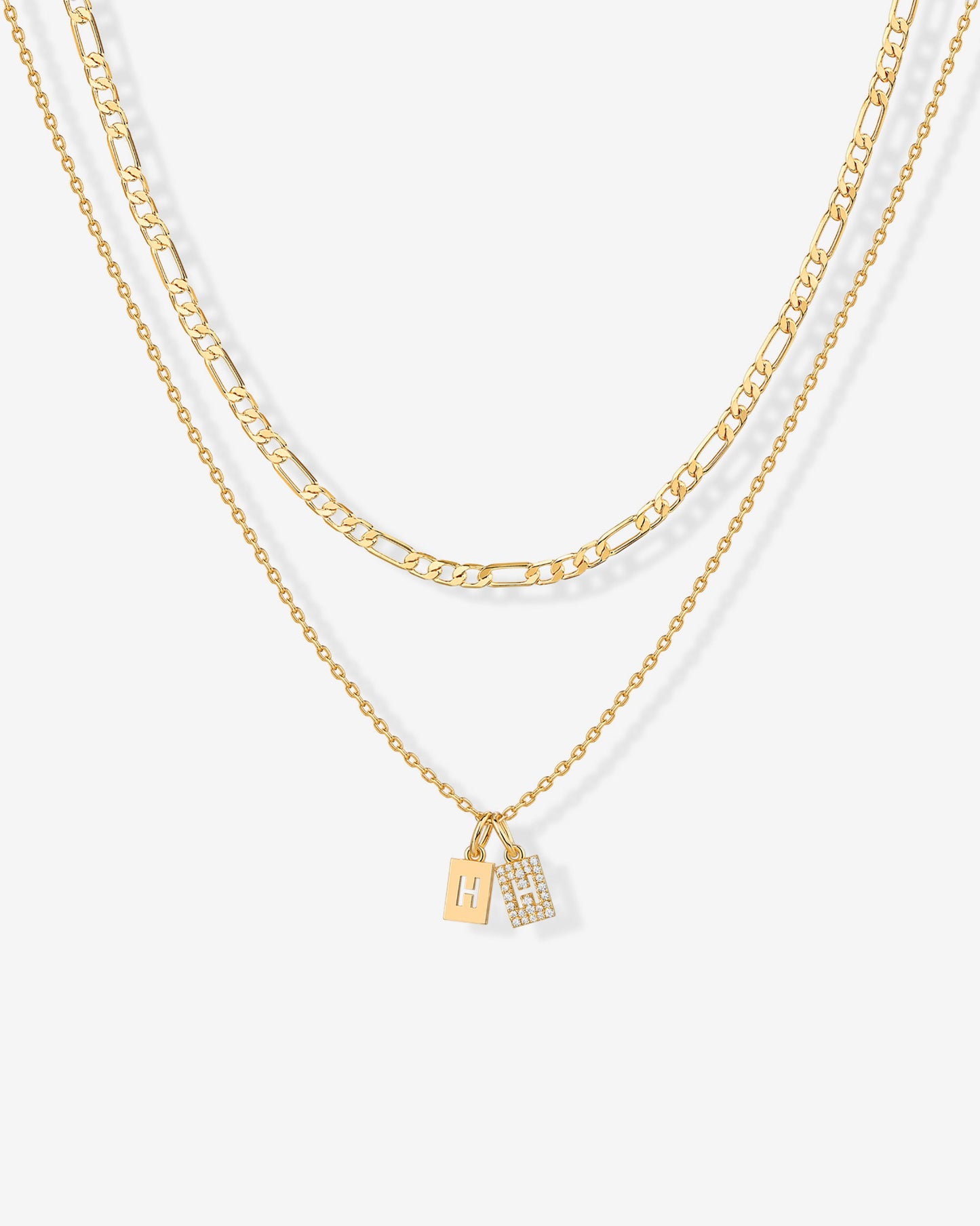 Double Initial Tag Necklace