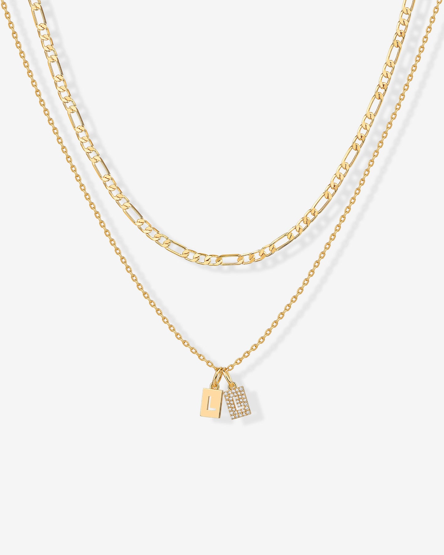 Double Initial Tag Necklace