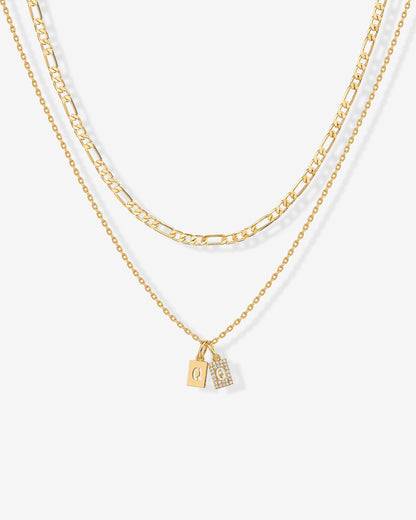 Double Initial Tag Necklace
