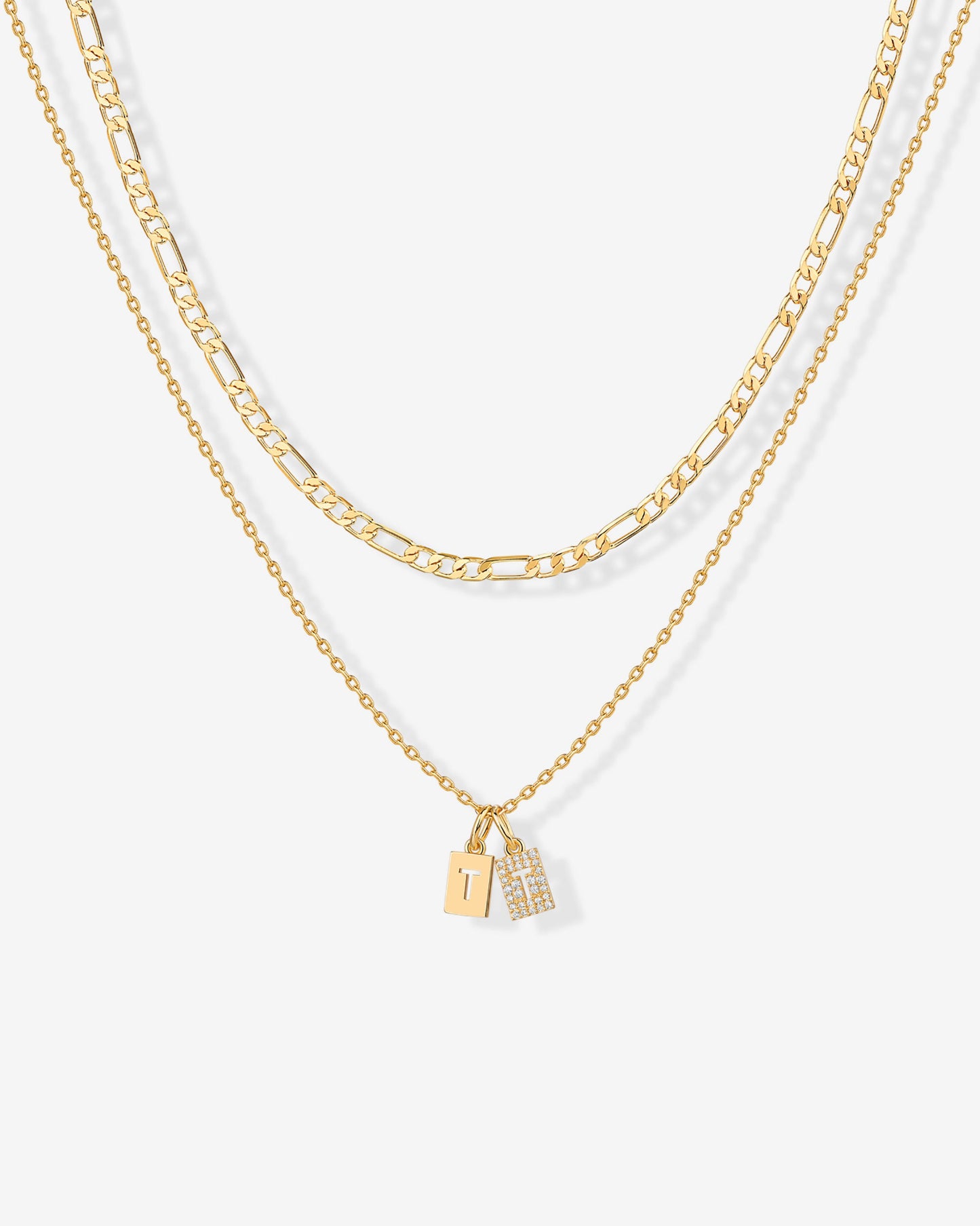 Double Initial Tag Necklace