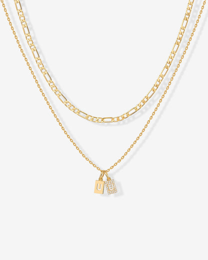 Double Initial Tag Necklace