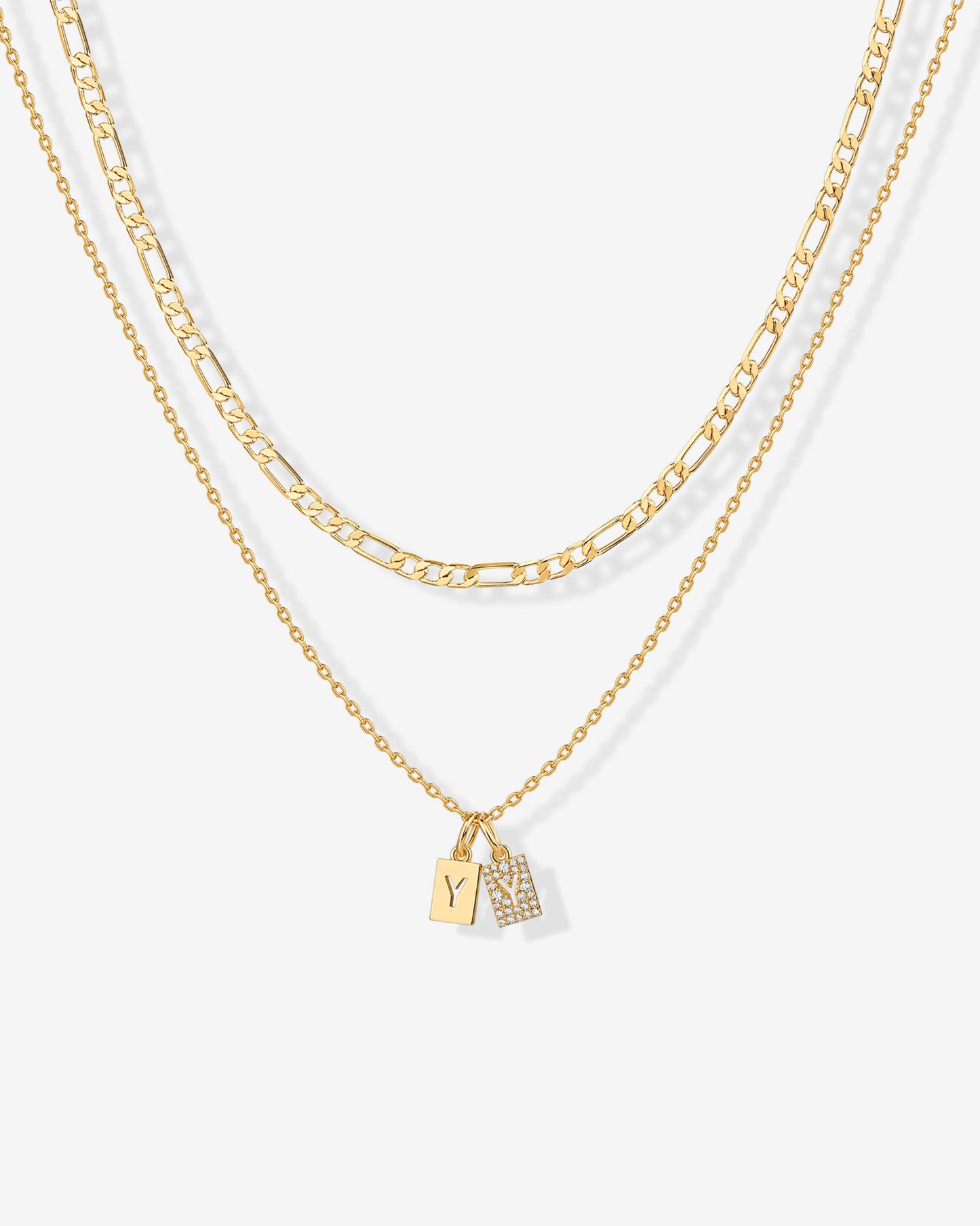 Double Initial Tag Necklace