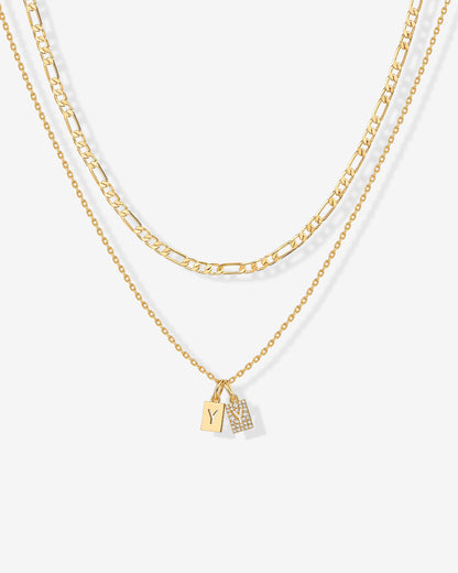 Double Initial Tag Necklace