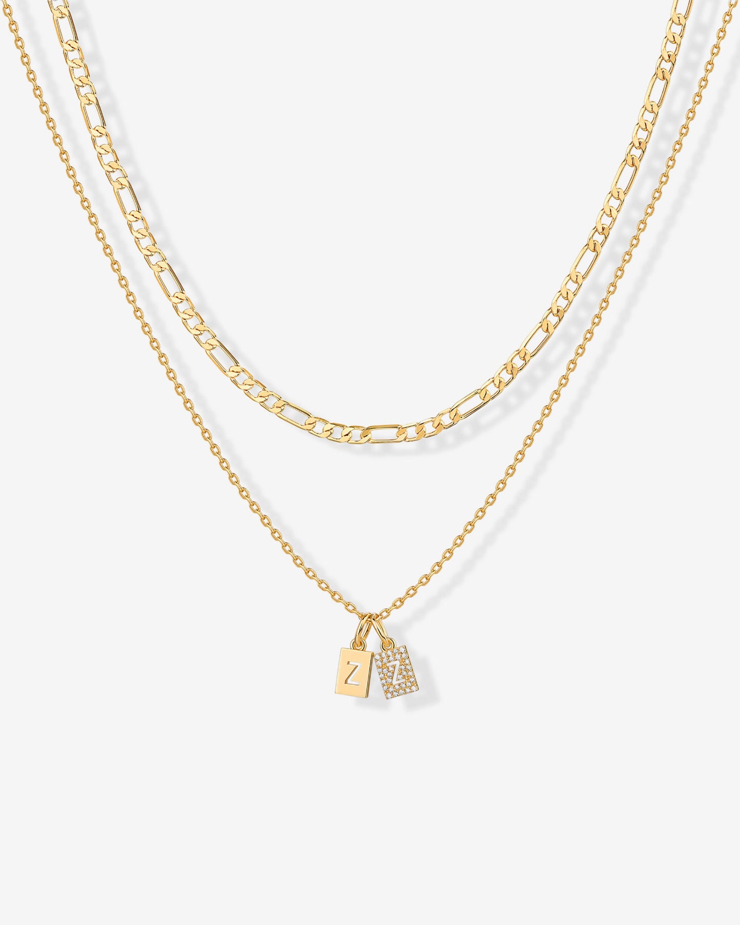 Double Initial Tag Necklace