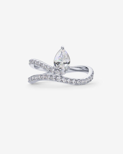 Charming Pear Cubic Zirconia Wavy Ring