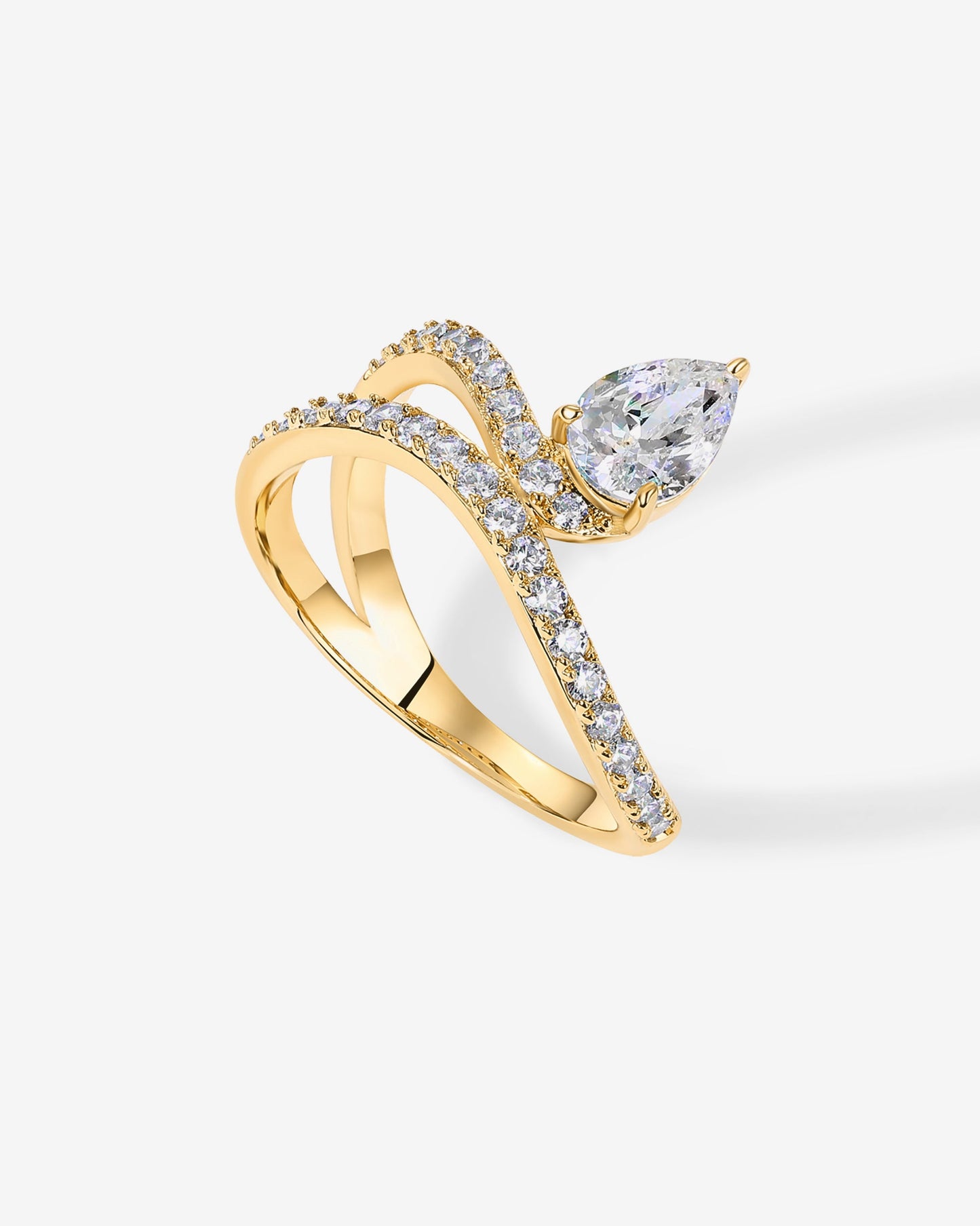 Charming Pear Cubic Zirconia Wavy Ring