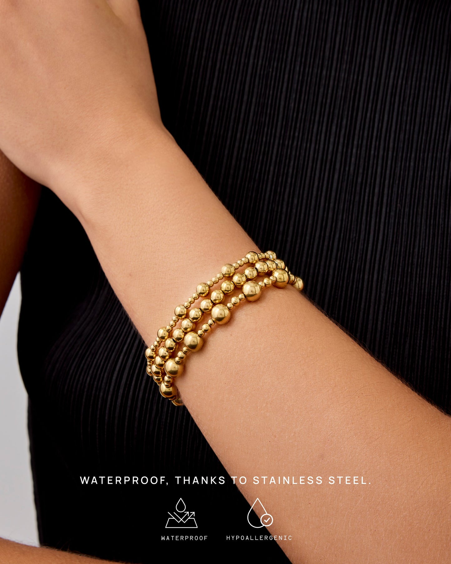 Ball Beaded Bracelet Trio