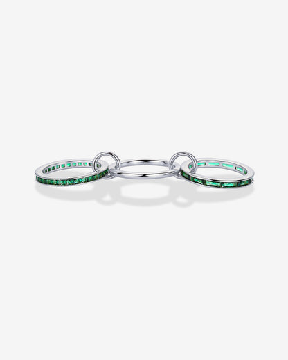 Interlocking Triple Band Emerald Tone Ring