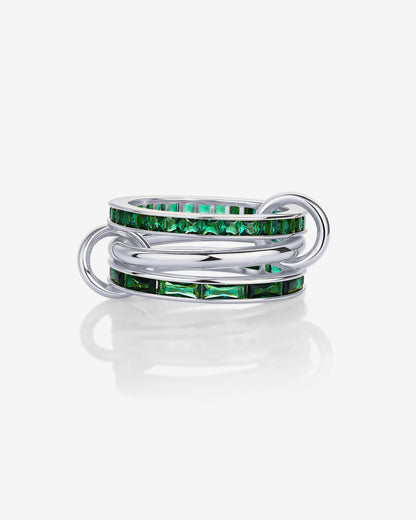 Interlocking Triple Band Emerald Tone Ring