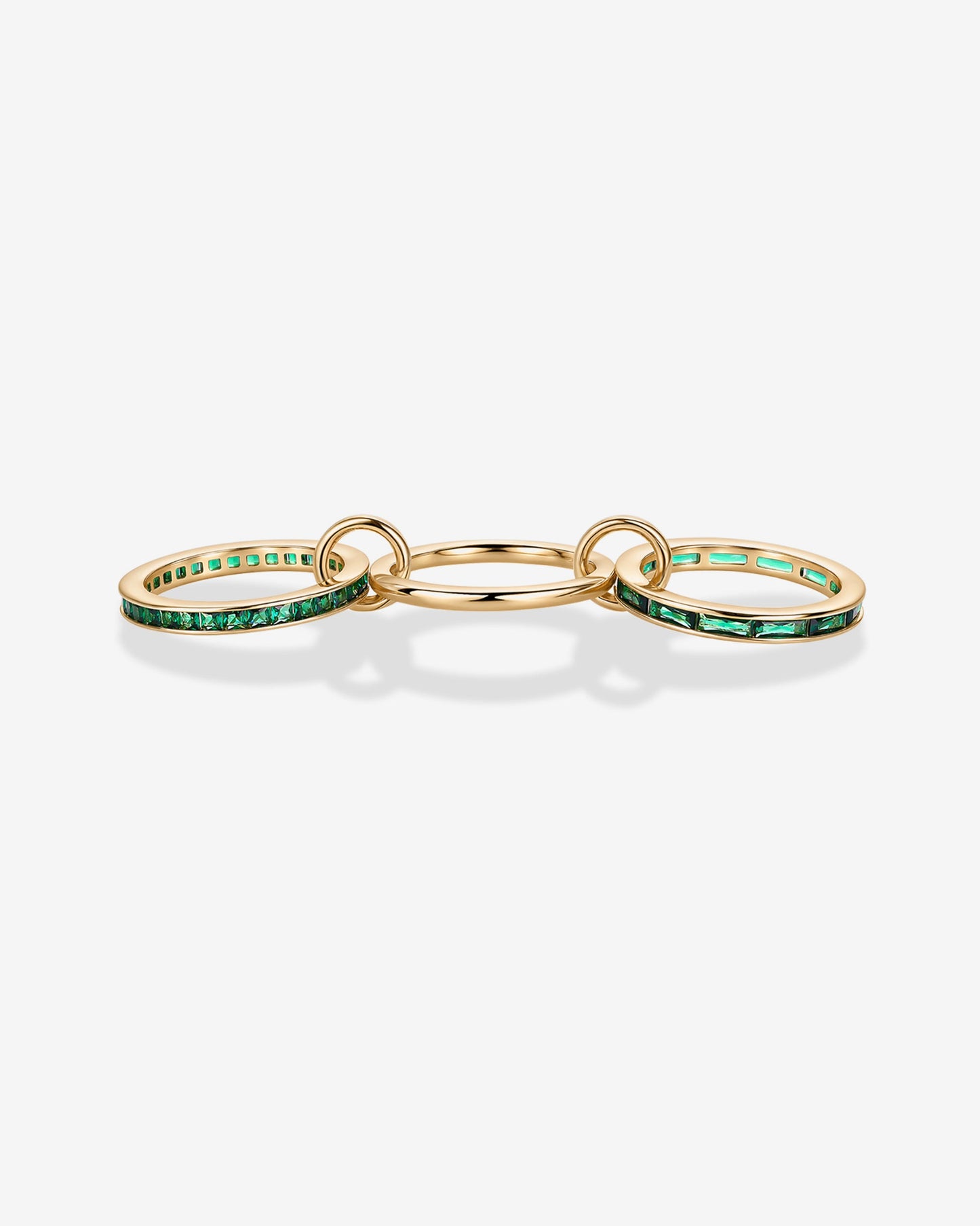 Interlocking Triple Band Emerald Tone Ring