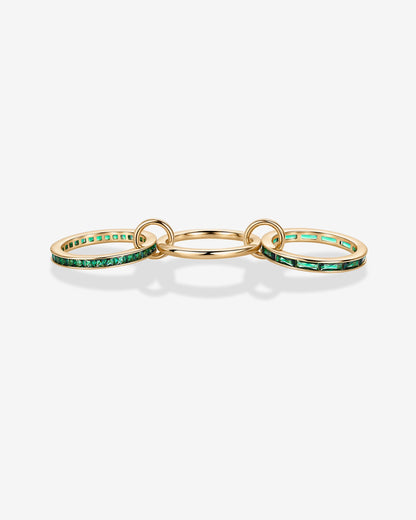 Interlocking Triple Band Emerald Tone Ring