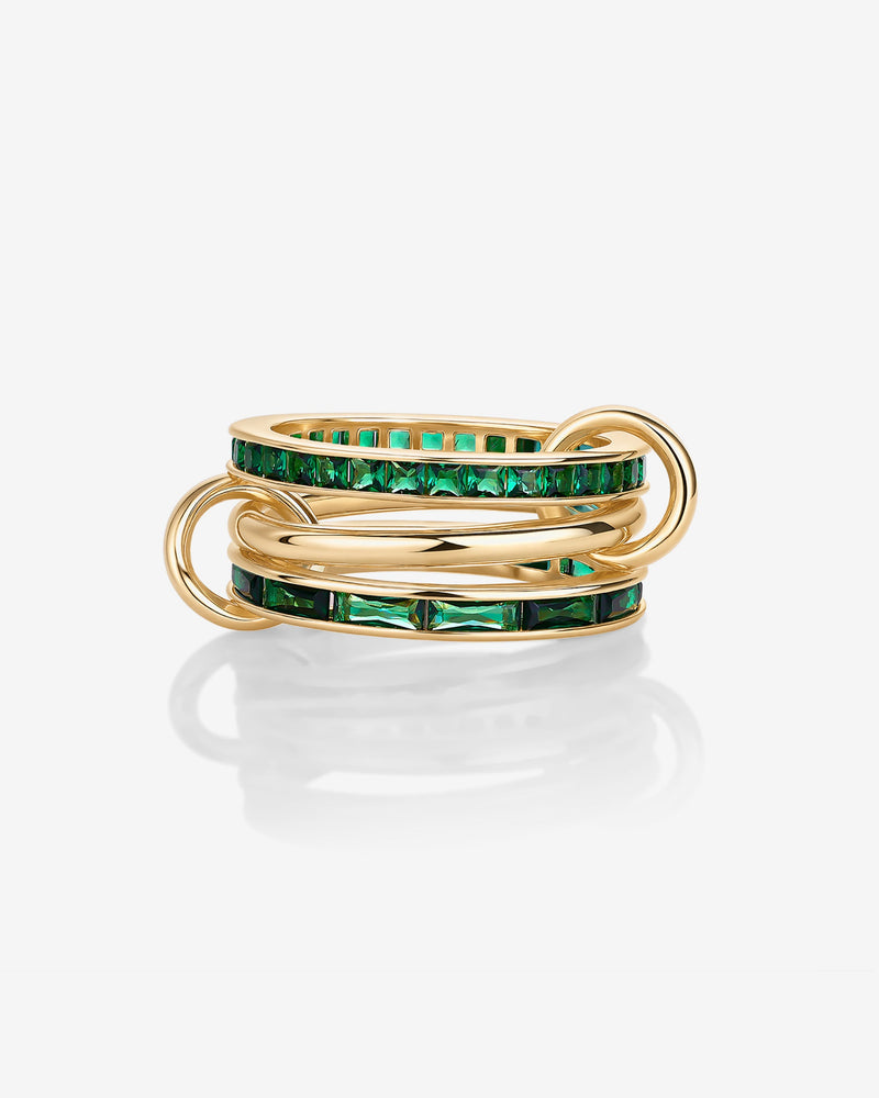 Interlocking Triple Band Emerald Tone Ring