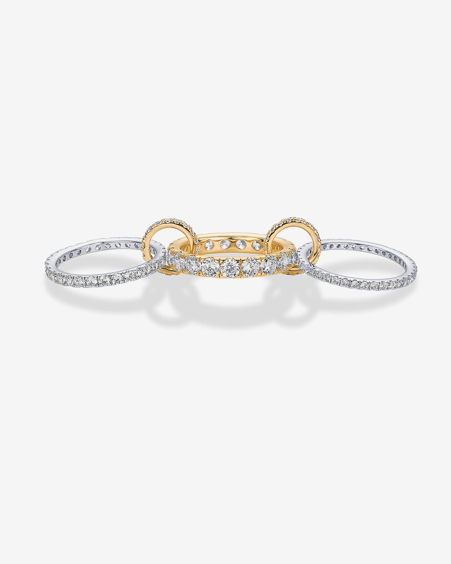 Two Tone Interlocking Triple Band Ring