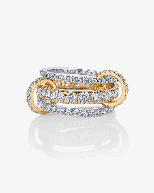 Two Tone Interlocking Triple Band Ring