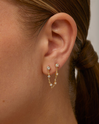 Chained Station Double Piercing Studs