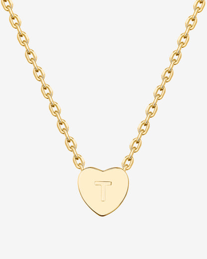Dainty Heart Initial Necklace